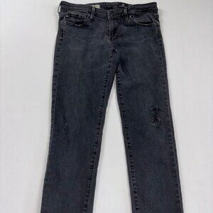 AG Adriano Goldschmied Stevie Ankle Slim Straight Distressed Jeans Black 27R